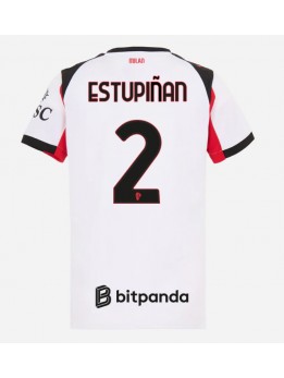 Billige AC Milan Pervis Estupinan #2 Bortedrakt Dame 2025-26 Kortermet